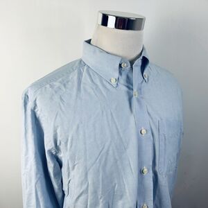 LL Bean Large Casual Oxford Shirt Light Blue 100% Pima Cotton Button Down